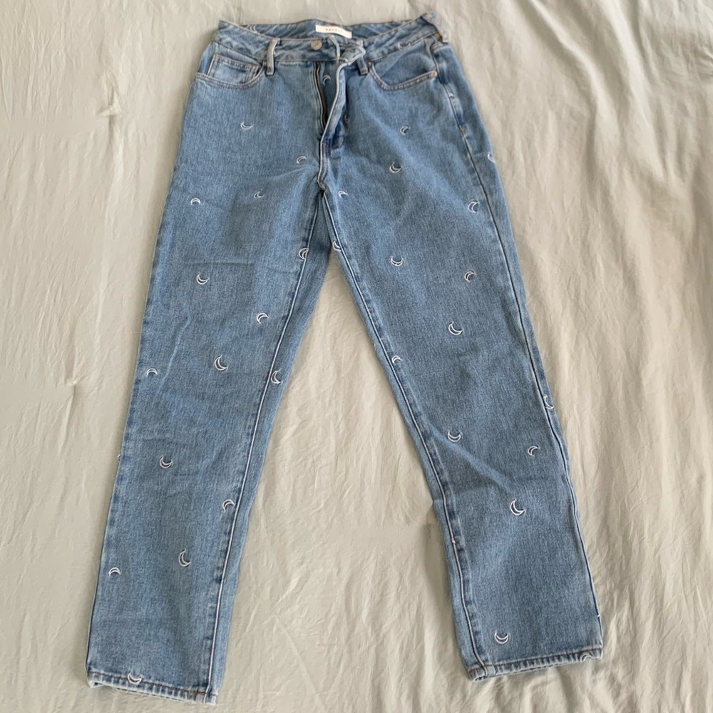 Embroidered mom jeans